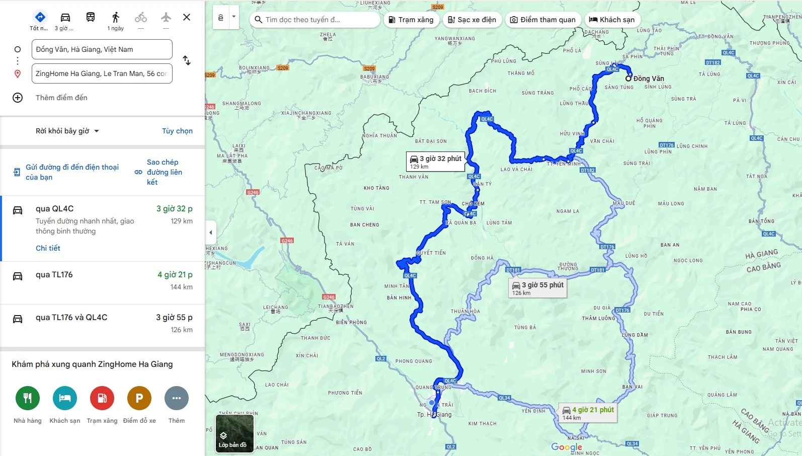 bản đồ Hà Giang du lịch trực tuyến như Google Maps