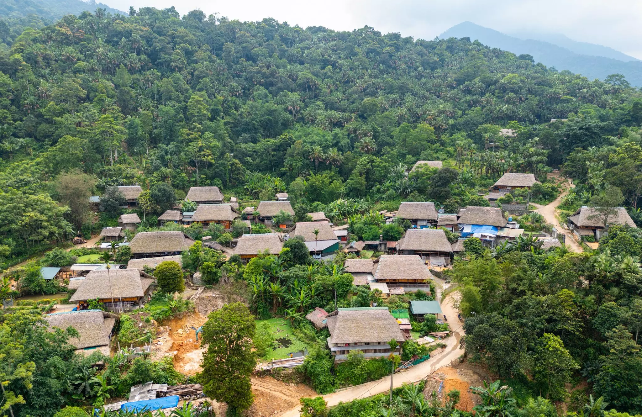 Ancient houses nestled in a small valley.
