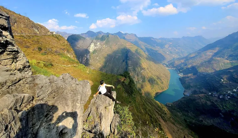 View from Ha Giang Skywalk overlooking Nho Que River and Tu San Canyon