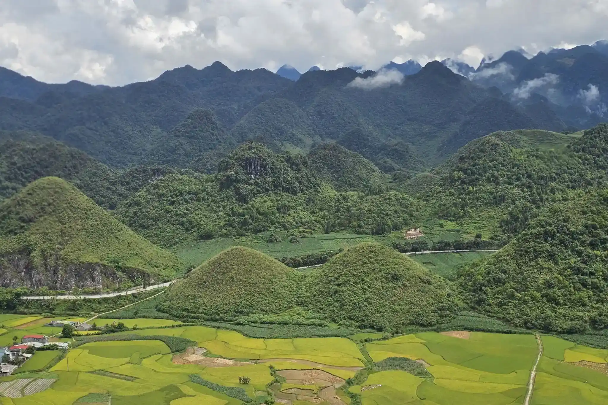 Overview of Quan Ba Twin Mountain with unique twin hills in Ha Giang