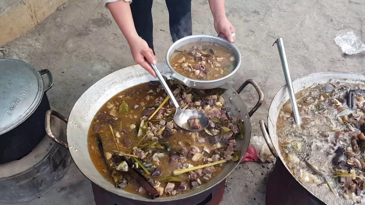 A traditional horse meat soup often prepared by the Hmong people during festivals, symbolizing community and celebration.